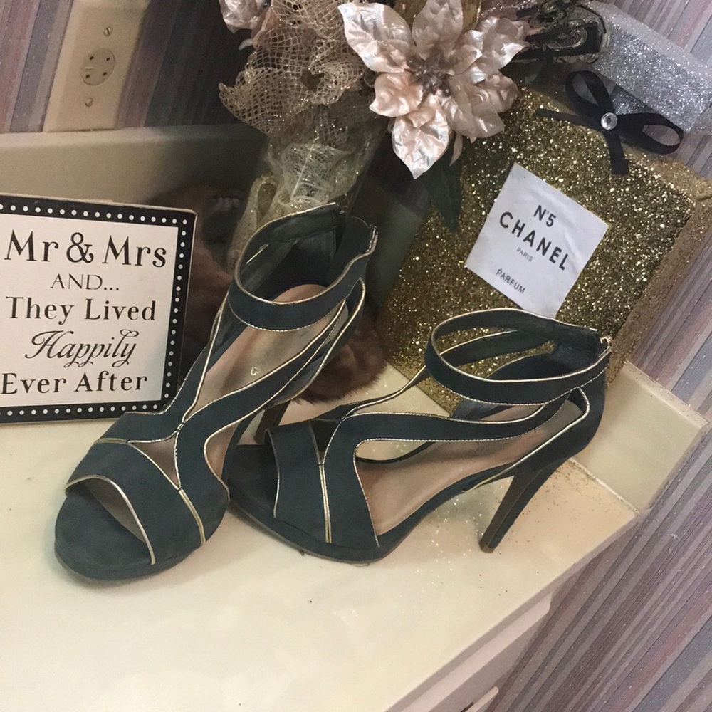 suede olive green heels